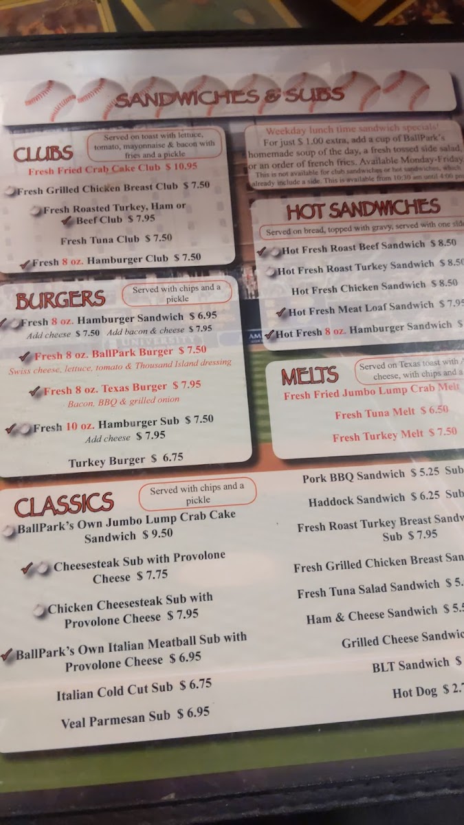 Ballpark Restaurant Menu - Image 4